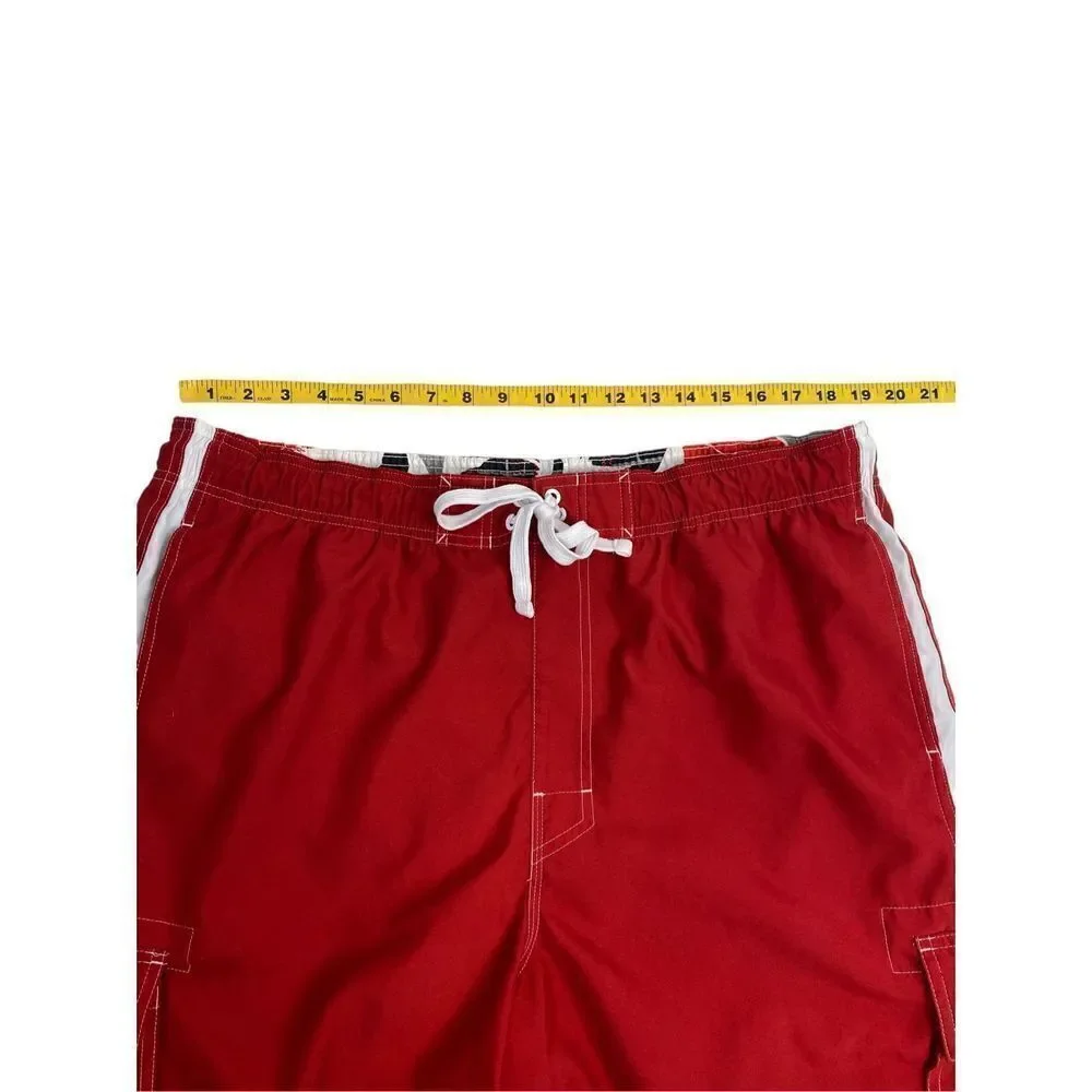 Hang Ten Men's Drawstring 5-pocket Quick-dry Boardshort Red XL